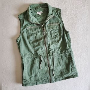 Merona OD Green Cotton Canvas Zippered Utility Vest, size S
